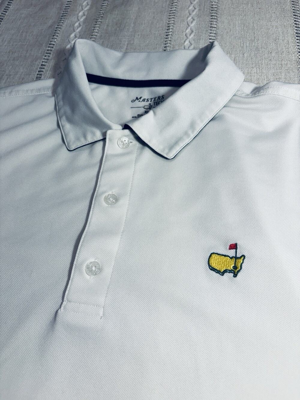 Masters Tech Golf Polo Men's XL Light Blue Augusta Flag Logo EUC